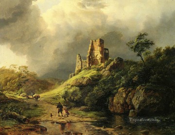 バレンド・コルネリス・コエクク Painting - 近づく嵐 オランダの風景 Barend Cornelis Koekkoek